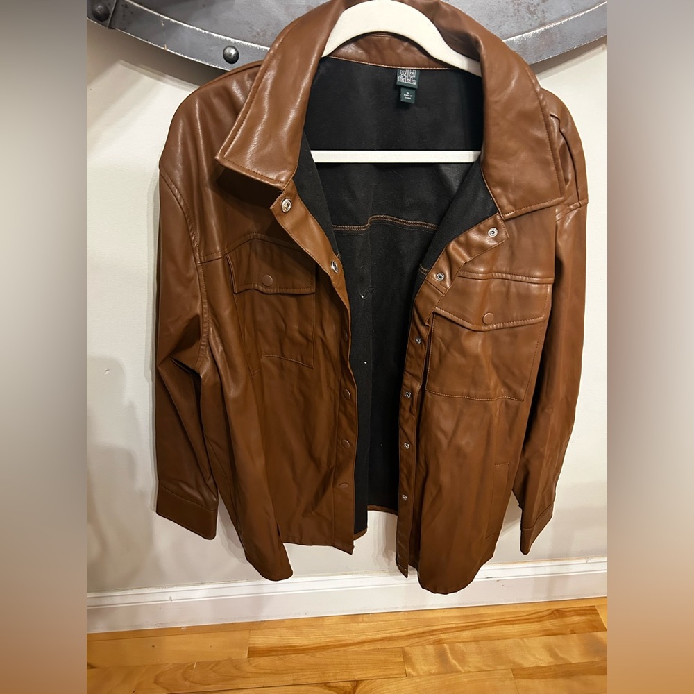 Wild Fable Faux Leather Shirt Jacket in Dark Brown Size XL